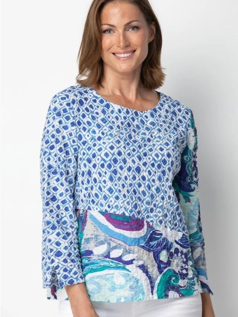 Habitat Clothes Blue Cotton Boho Lagenlook Blouse Sz XS